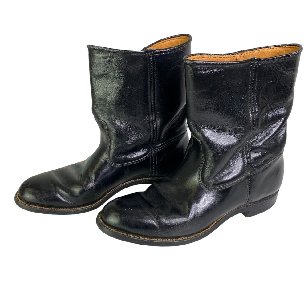Justin Boots Women's Classic Black‎ Leather Western Cowgirl Ankle Goodyear 6.5B